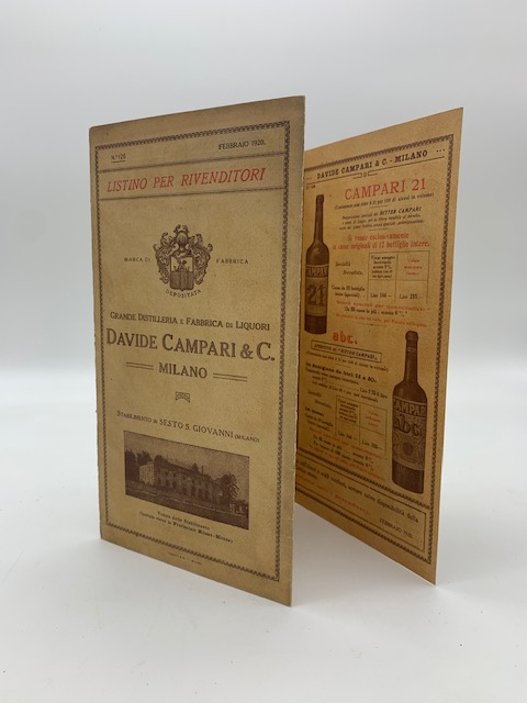 Grande distilleria e fabbrica di liquori Davide Campari & C., Milano. Listino per rivenditori, febbraio 1920